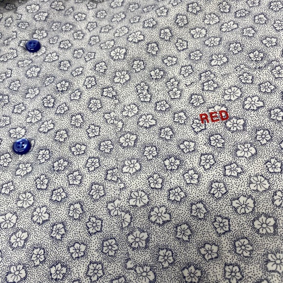 Taylor Stitch 2XL Blue Flower Pattern Long Sleeve Button Up Shirt - Picture 3 of 5